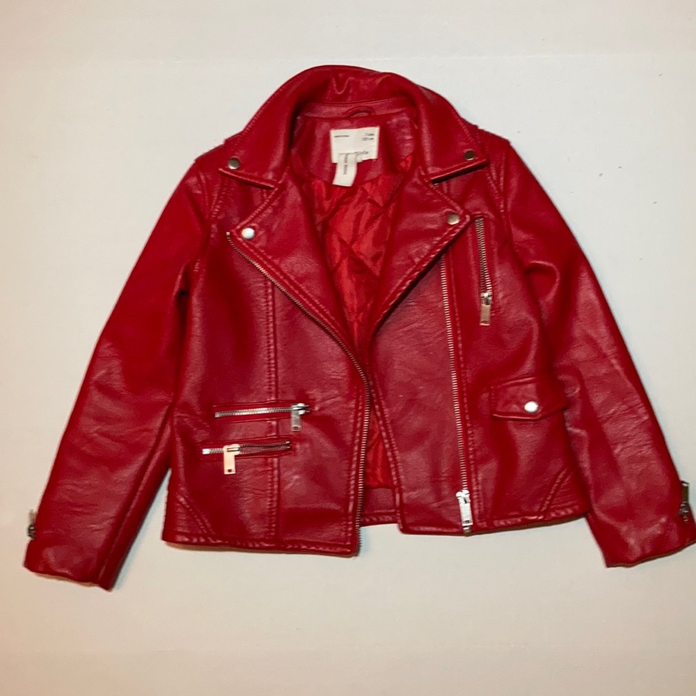 Zara red faux leather  jacket.